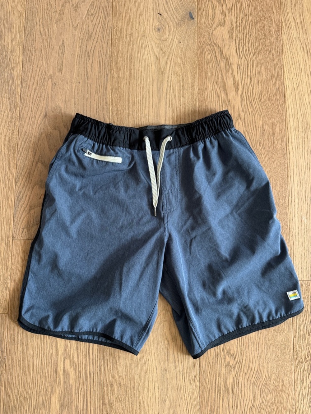 Vuori Slate Blue Hybrid Shorts with Black Waistband